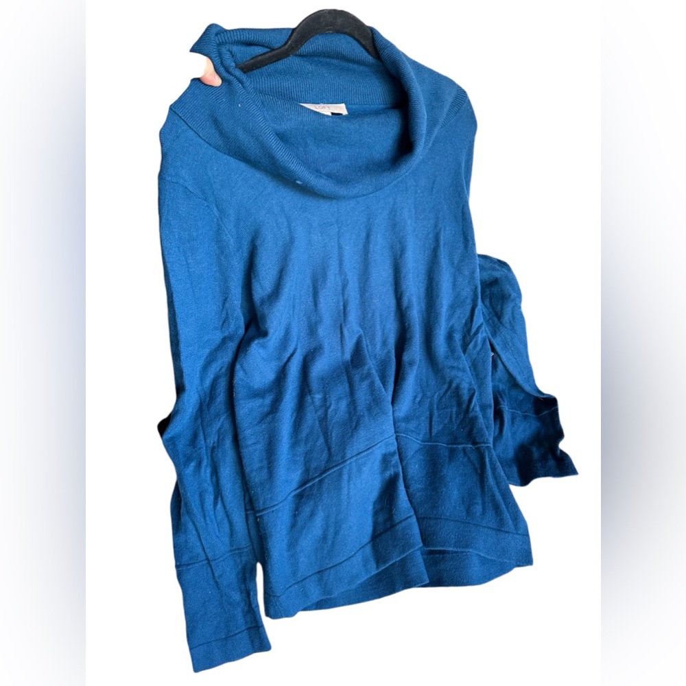 Ann Taylor Loft XL peacock blue cowl neck tunic sweater . Gently used.